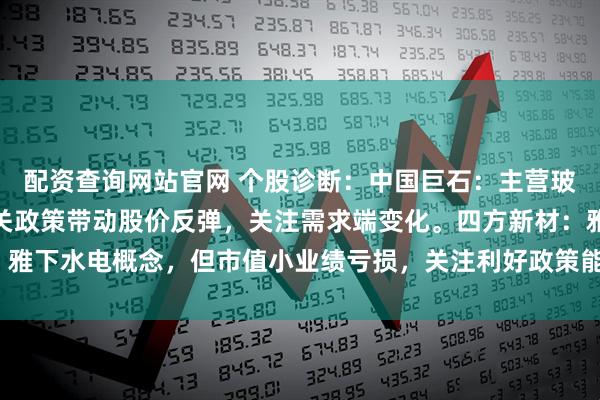 配资查询网站官网 个股诊断：中国巨石：主营玻璃玻纤制品，反内卷相关政策带动股价反弹，关注需求端变化。四方新材：雅下水电概念，但市值小业绩亏损，关注利好政策能否促使业绩好转（杨勇）